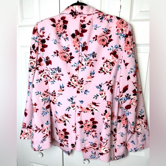 New LANE BRYANT Pink Floral Blazer Colorful Workwear White Green Red Blue Crepe - Picture 8 of 12